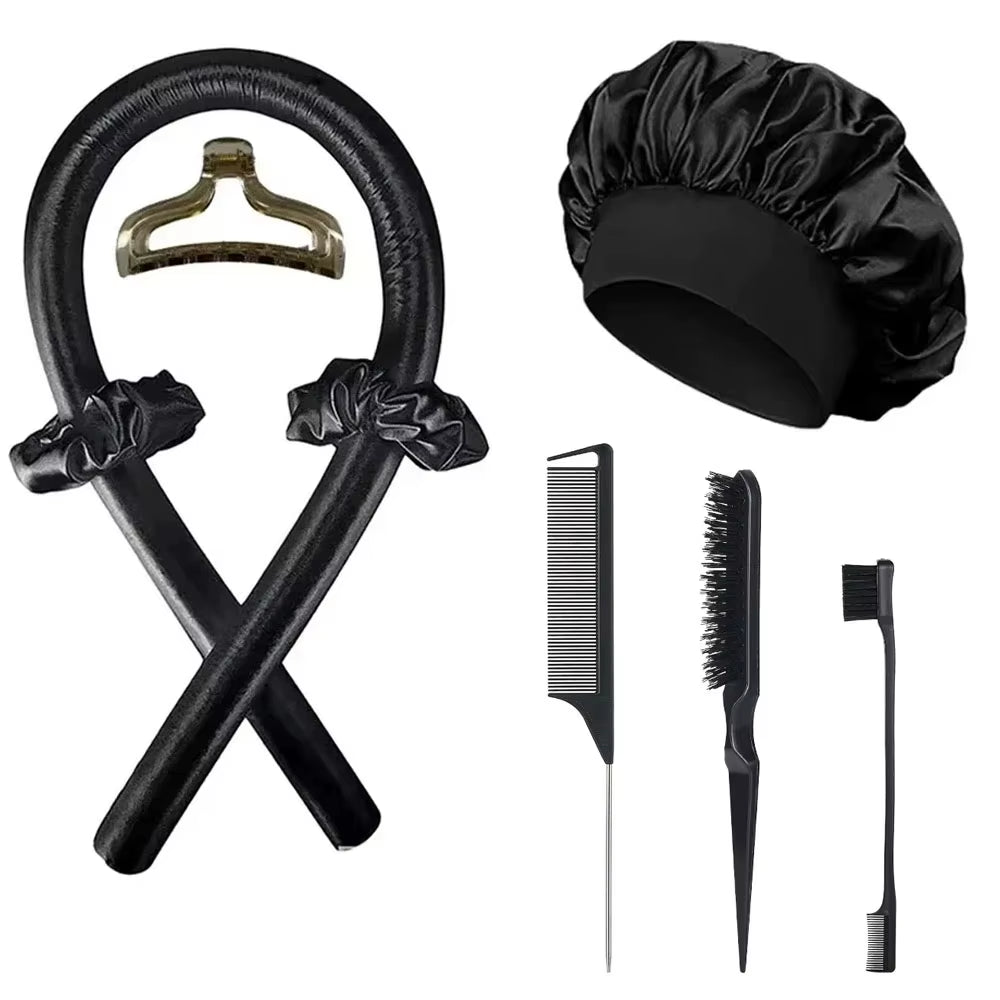 No-Heat Curling Iron Set Night Cap Hair Roller Set Lazy Hair Curlers Headband Hairs Rollers Bristle Brush Hair Styling Tools