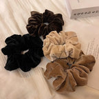 4PCS Velvet Scrunchies for Women, Solid Color Soft Elastic Hair Ties, Retro Luxury Hair Bands, Trendy Daily & Office Hair