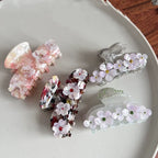 DS 8CM Rhinestone Flower Hair Claws Acetate Claw Clips Sweet Flower Series Crab Hair Clips for Women Girls Hair Accessories