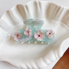 NEW Ice Blue Colour Hair Claw Three Dimensional Flowers Acetate Hair Claw Clip Hair Accessories for Women Girls