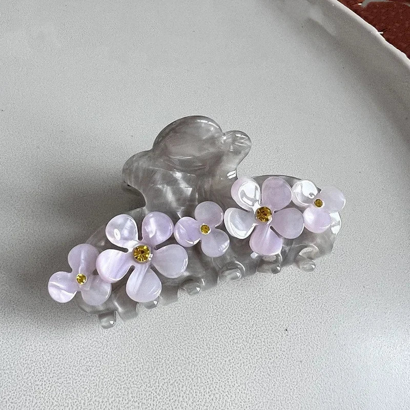 DS 8CM Rhinestone Flower Hair Claws Acetate Claw Clips Sweet Flower Series Crab Hair Clips for Women Girls Hair Accessories